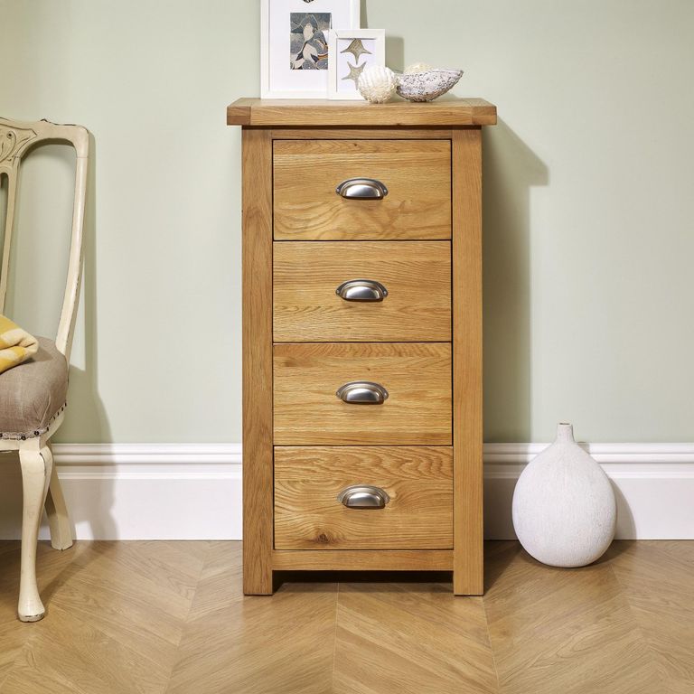 Woburn Narrow Chest - 4 Drawer - Rustic Oak