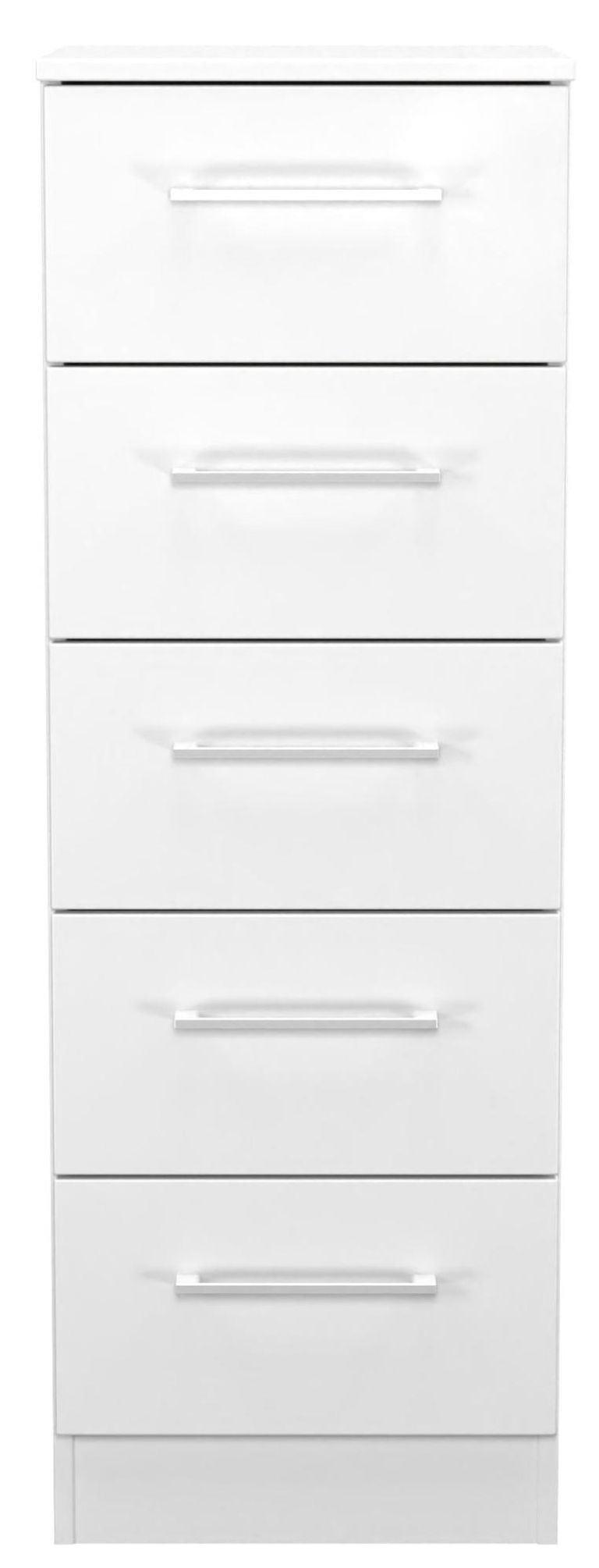 Worcester White 5 Drawer Narrow Chest