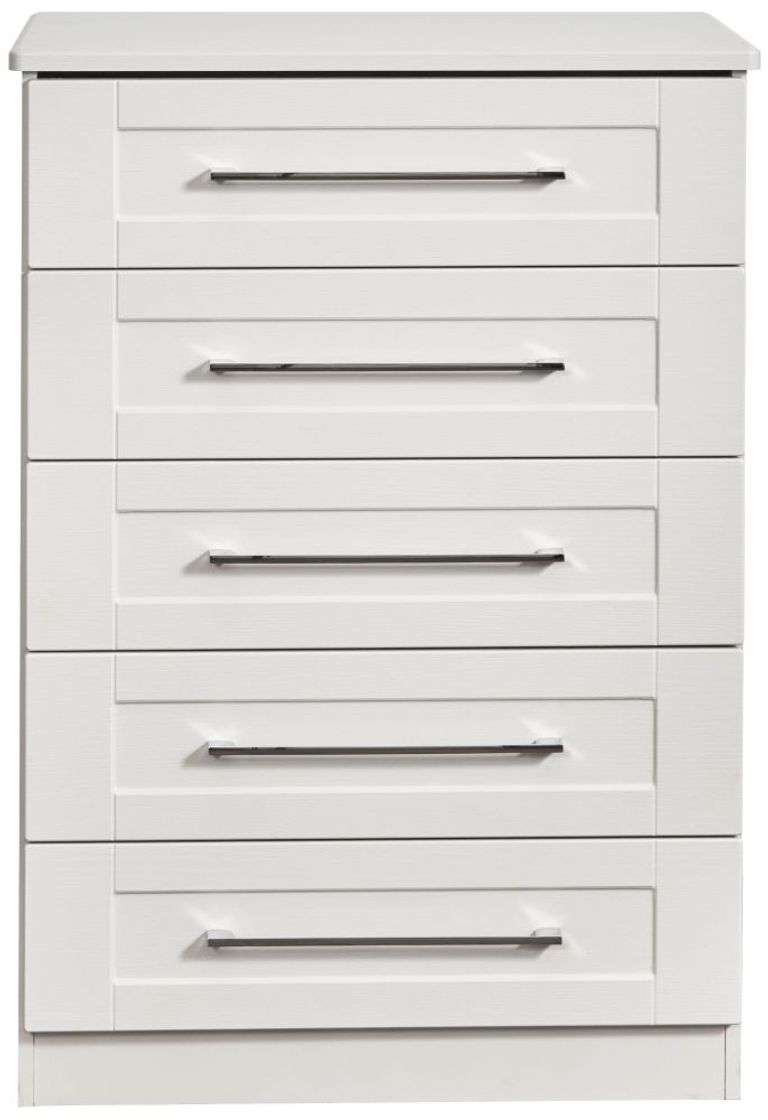 York White 5 Drawer Chest