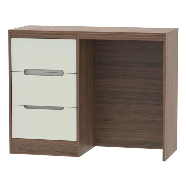 Monaco Dressing Table - Single - 3 Drawer - Cashmere and Carini Walnut