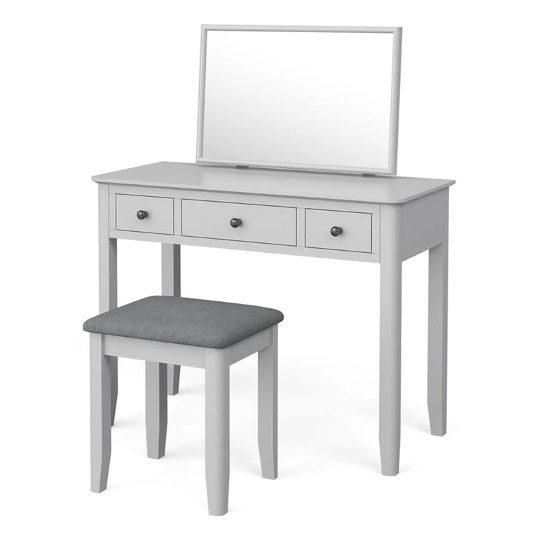 Stowe Dressing Table Set - 3 Drawer - Grey