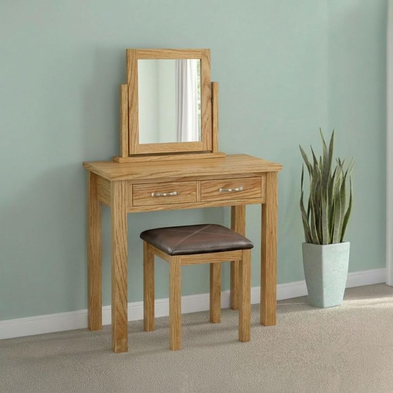 New Trinity Dressing Table Set - 2 Drawer - Natural Oak