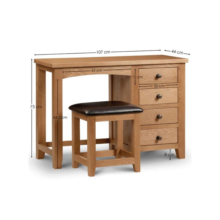 Marlborough Dressing Table - 4 Drawer - Single - Oak