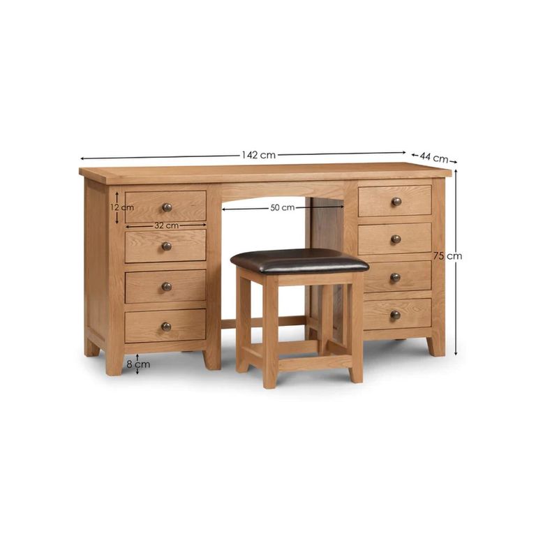 Marlborough Dressing Table - 8 Drawer - Double - Oak