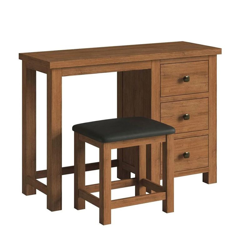 Original Dressing Table Set - 3 Drawer Single - Rustic Oak