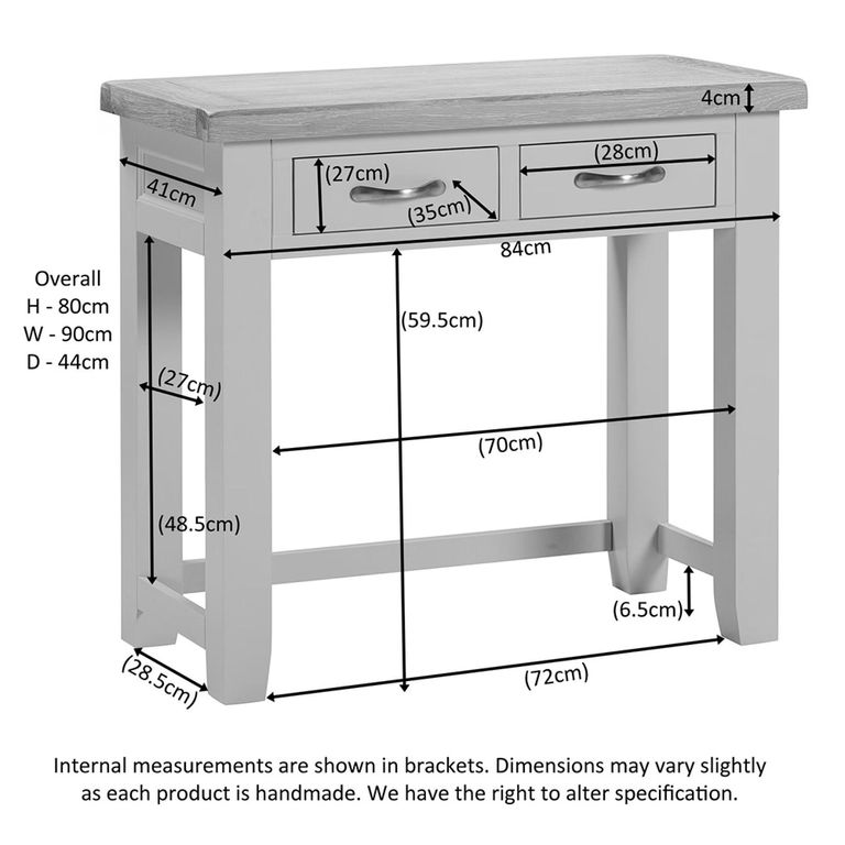 Wilmont Dressing Table - 2 Drawer - Grey Painted