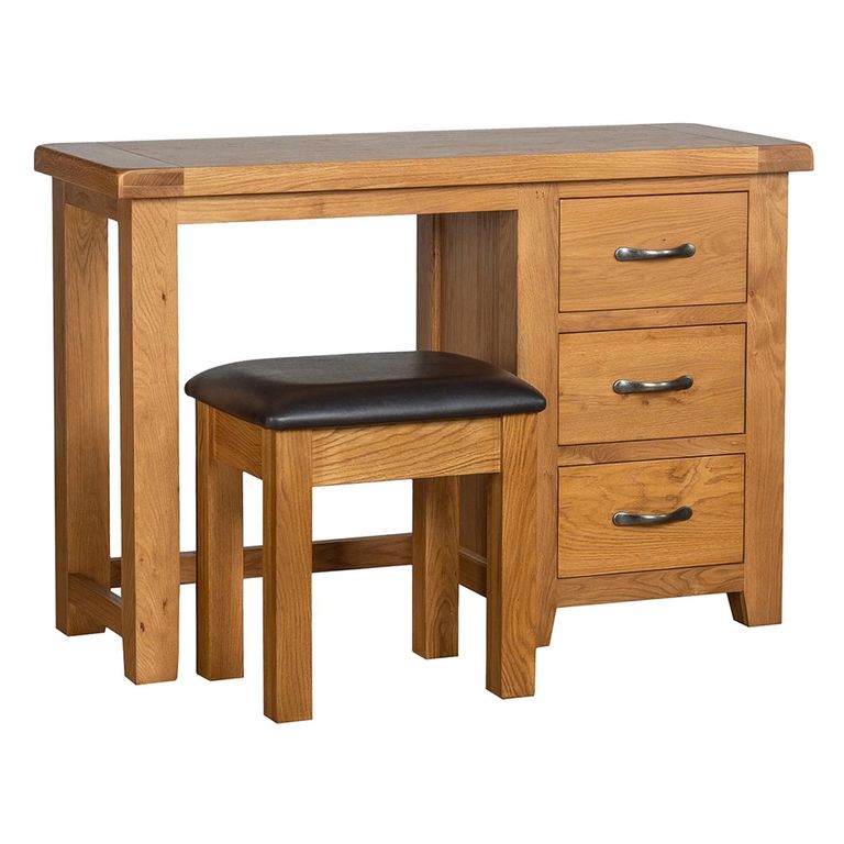 Somer Dressing Table - 3 Drawer Single with Stool - Oak
