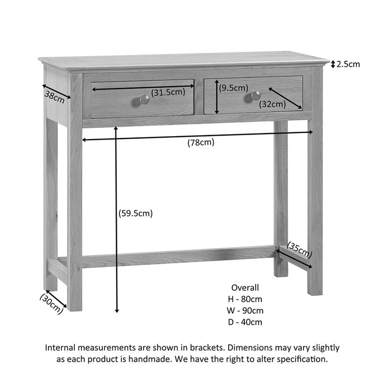 Arlington Dressing Table - 2 Drawer - Oak