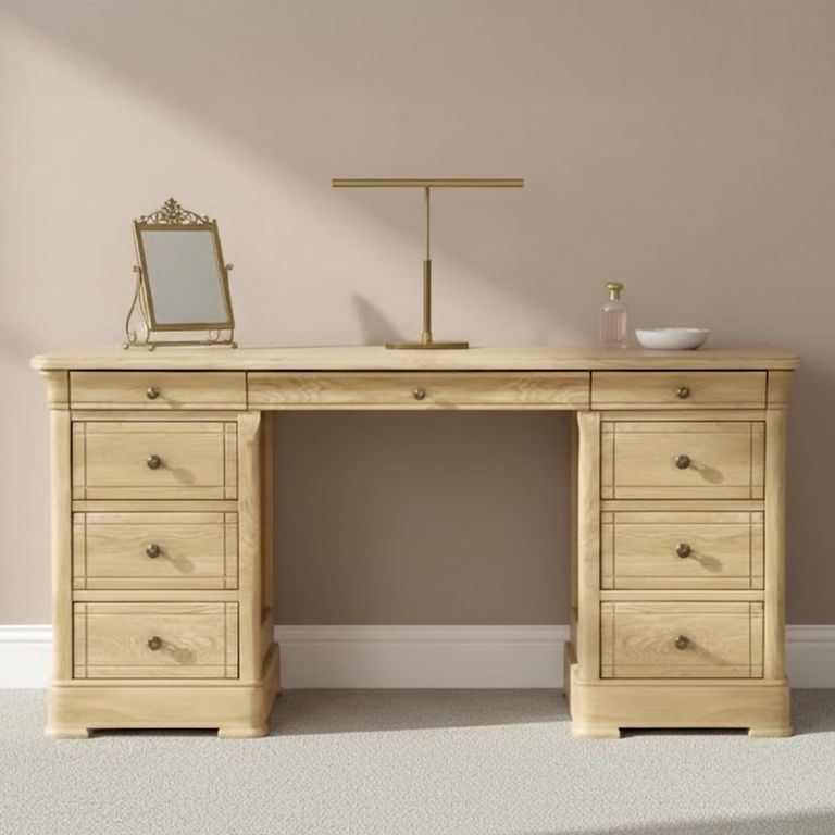 Moreno Double Pedestal Dressing Table - Oak