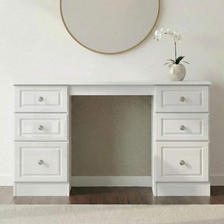 Pembroke White Gloss 6 Drawer Double Dressing Table
