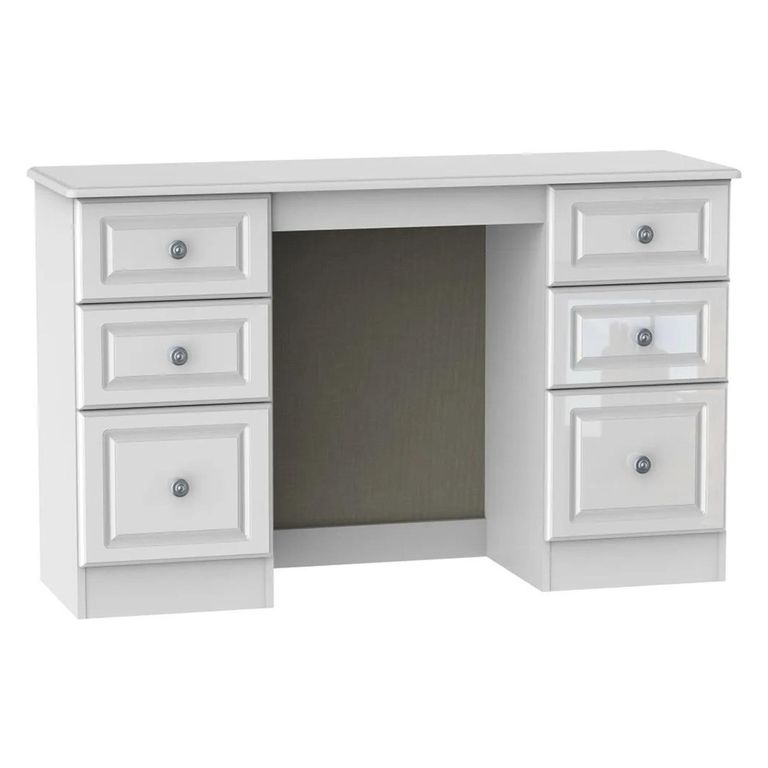 Pembroke White Gloss 6 Drawer Double Dressing Table