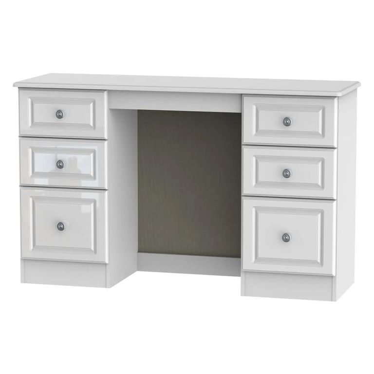 Pembroke White Gloss 6 Drawer Double Dressing Table