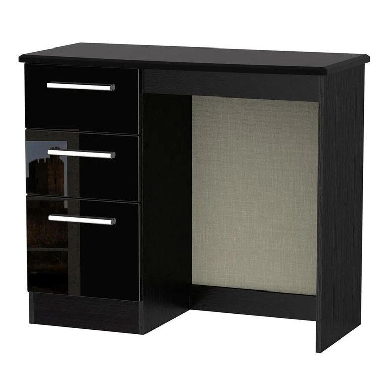 Knightsbridge Single Dressing Table - 3 Drawer - Black Gloss