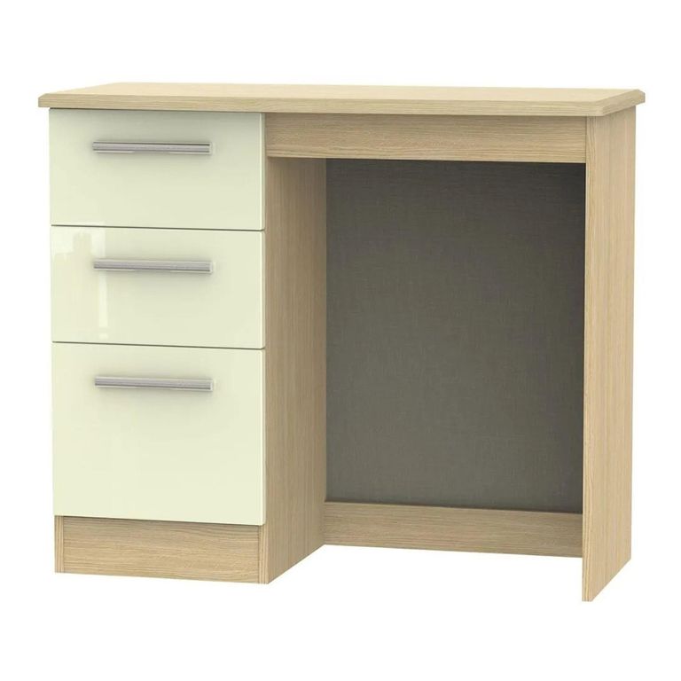 Knightsbridge Dressing Table - 3 Drawer - Single - Cream Gloss and Light Oak