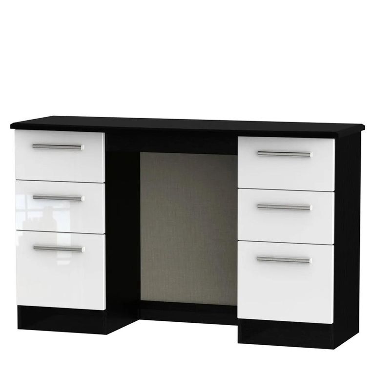 Knightsbridge Dressing Table - Double - 6 Drawer - White Gloss and Black