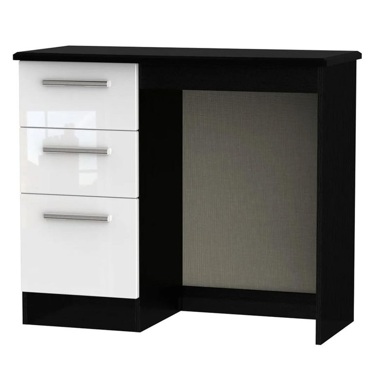 Knightsbridge Dressing Table - Single - 3 Drawer - White Gloss and Black