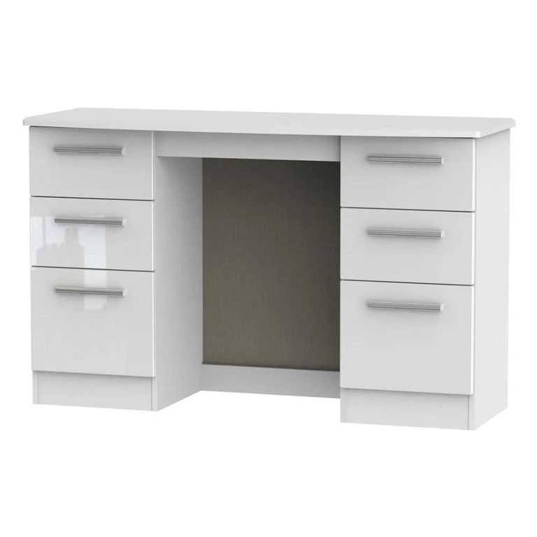 Knightsbridge Dressing Table - Double - 6 Drawer - White Gloss