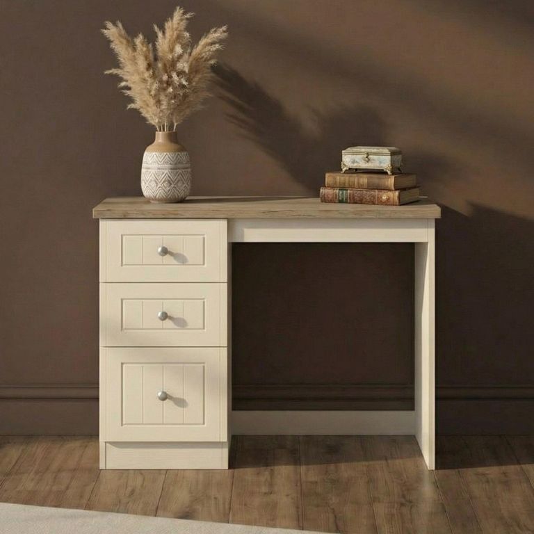 Vienna Dressing Table - 3 Drawer - Single - Cream