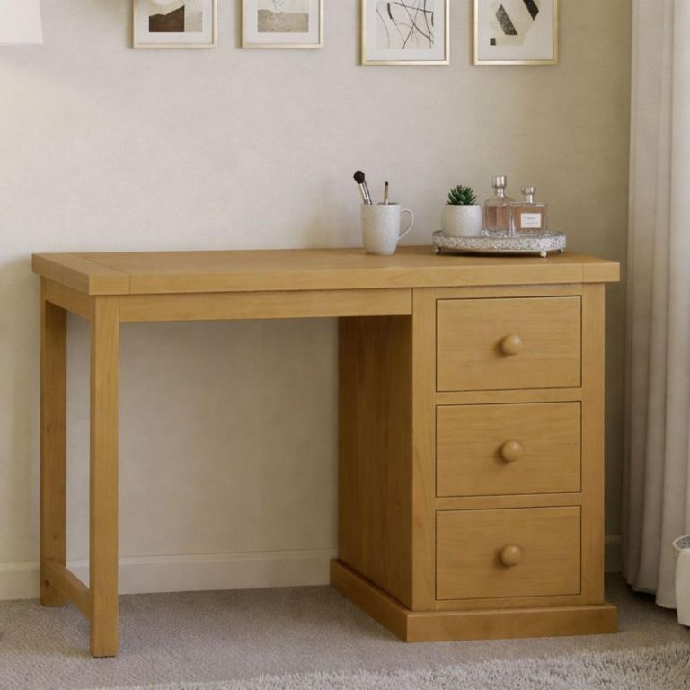 Churchill Waxed Pine 3 Drawer Single Dressing Table