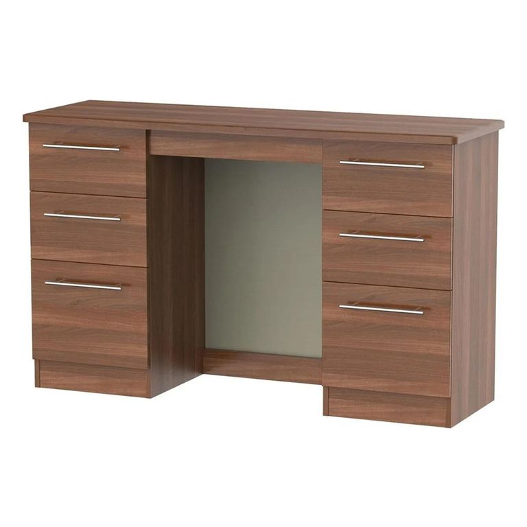 Sherwood Double Dressing Table - 6 Drawer - Walnut