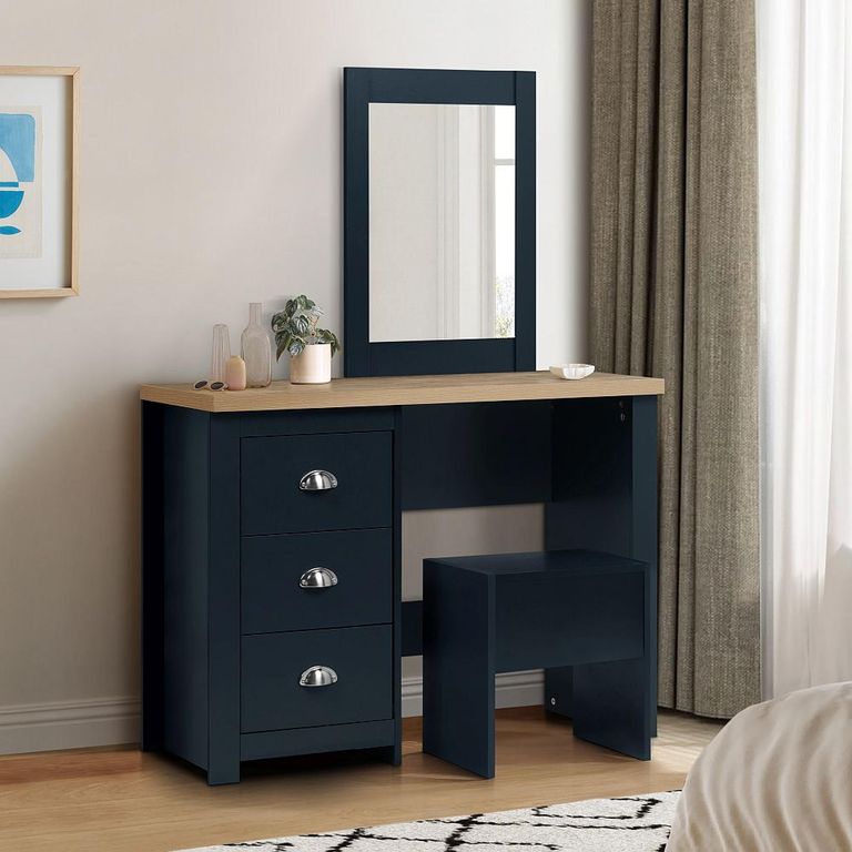 Highgate Dressing Set - 3 Drawer - Navy Blue Painted
