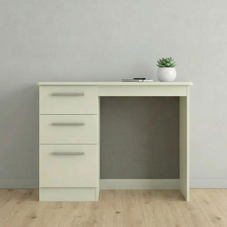 Knightsbridge Dressing Table - 3 Drawer - Single - Cream Gloss