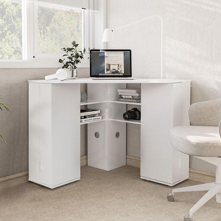 Olivia Corner Dressing Table - 2 Door - White