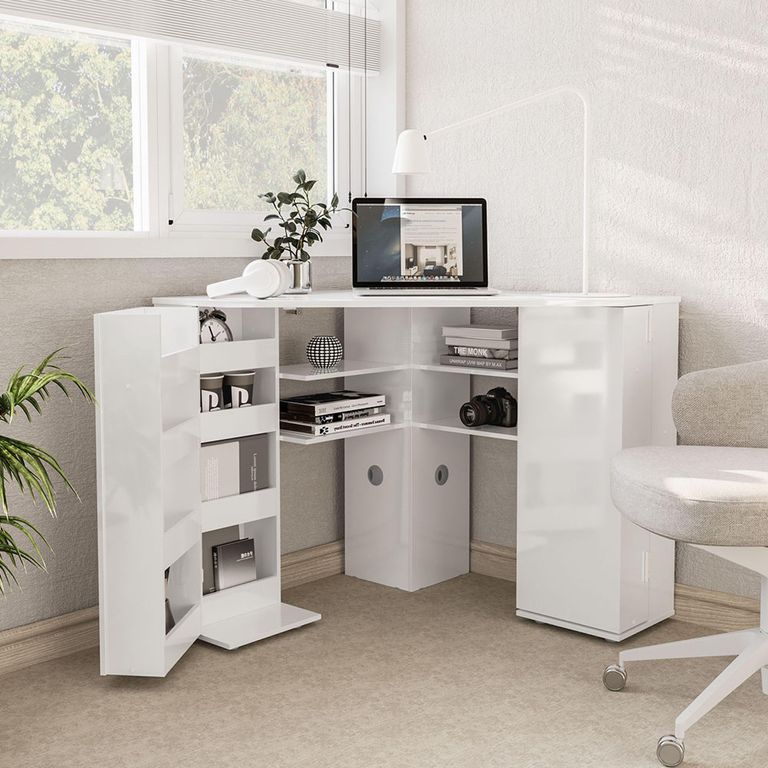 Olivia Corner Dressing Table - 2 Door - White