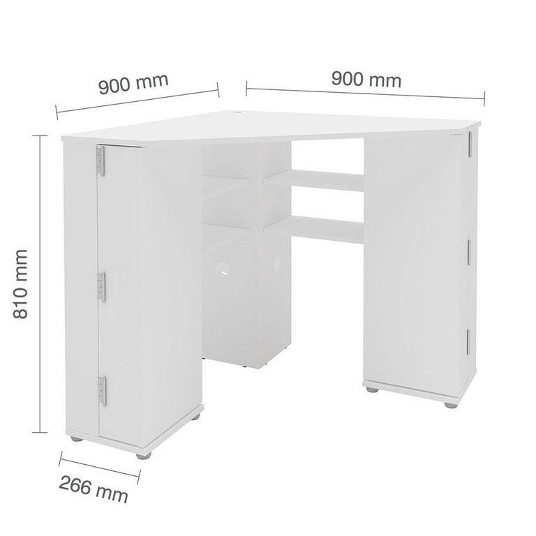Olivia Corner Dressing Table - 2 Door - White