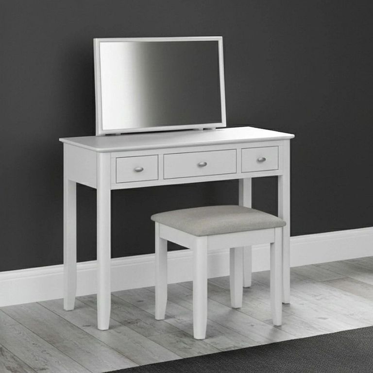Clearance - Hampstead Dressing Table Set - 3 Drawer - White - FSS16980