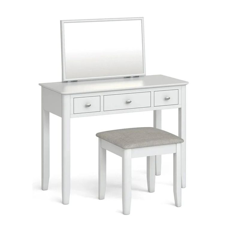 Clearance - Hampstead Dressing Table Set - 3 Drawer - White - FSS16980