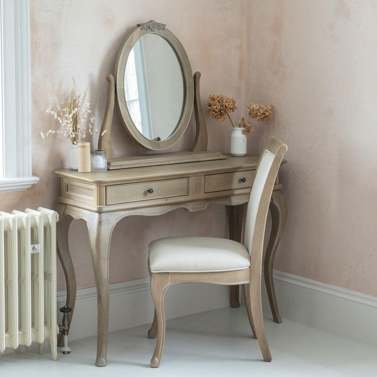 Camille Dressing Table - 2 Drawer - Grey Oak