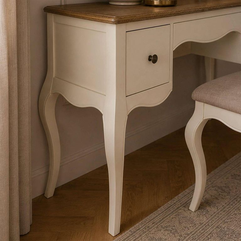 Camille Dressing Table with Stool - 3 Drawer - French Style - Ivory