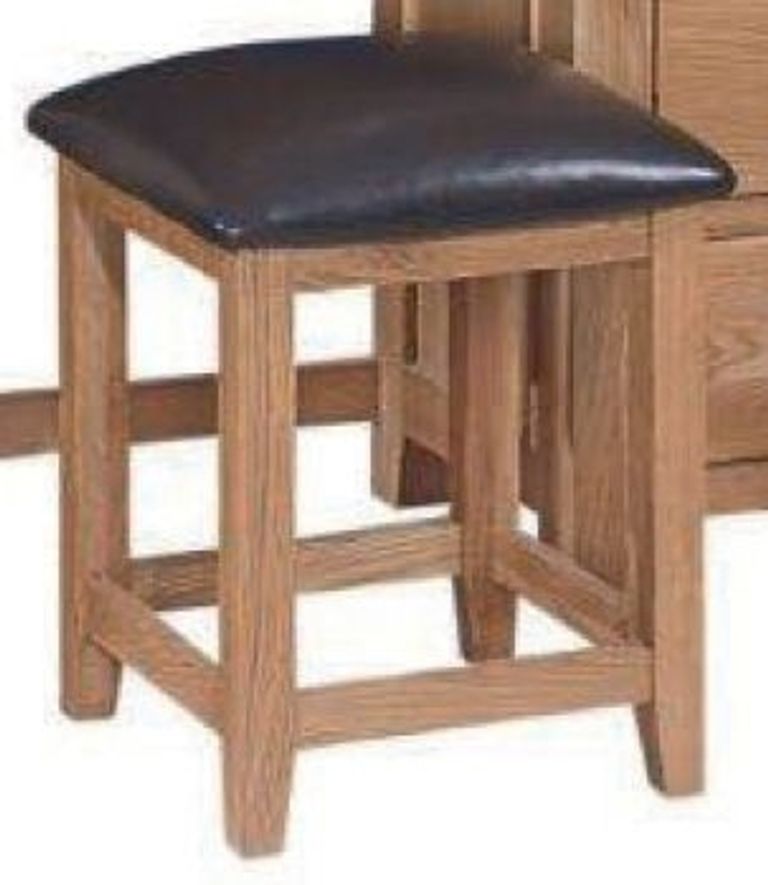 Appleby Oak Dressing Table Stool, Padded Faux Leather Seat