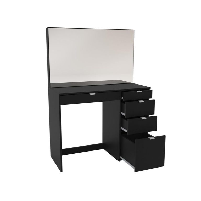 Ava Single Dressing Table - 5 Drawer - Black