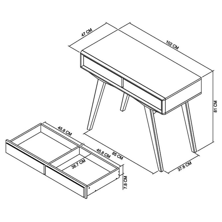 Brunel Scandi Oak & Dark Grey Dressing Table - 1 Drawer
