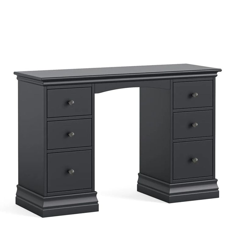 Bordeaux Double Dressing Table - 6 Drawer - Charcoal