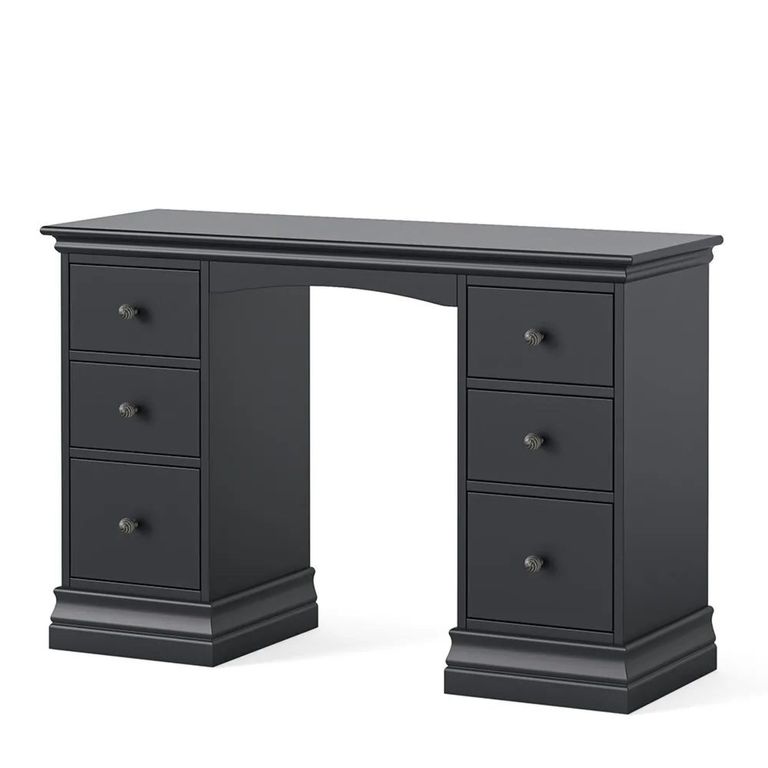Bordeaux Double Dressing Table - 6 Drawer - Charcoal