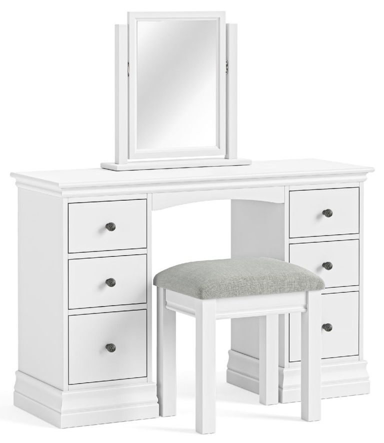 Bordeaux Double Dressing Table - 6 Drawer - White