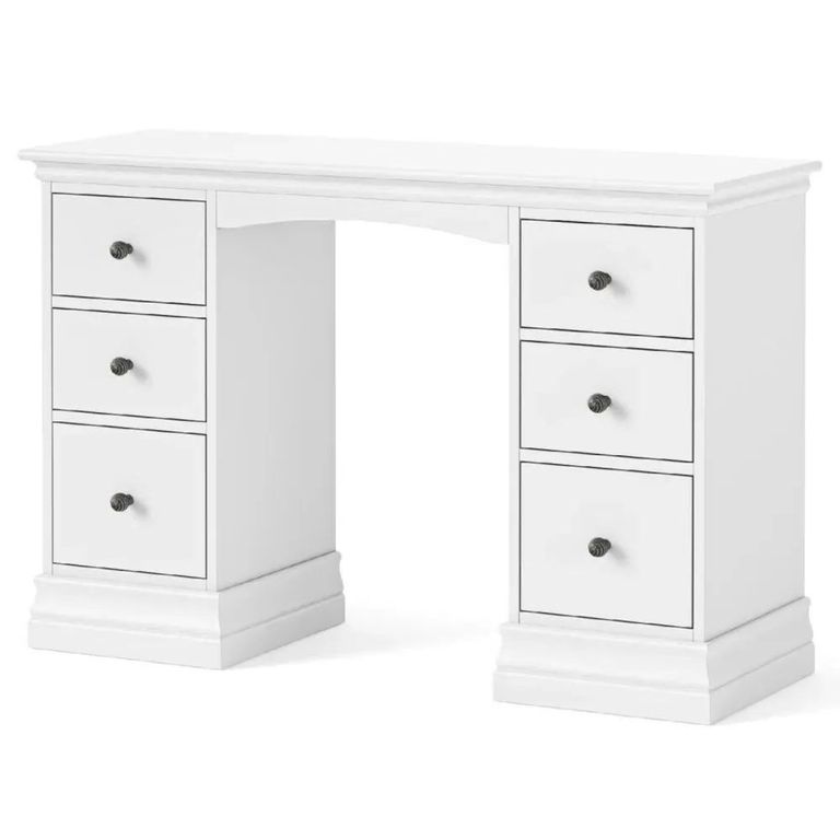 Bordeaux Double Dressing Table - 6 Drawer - White