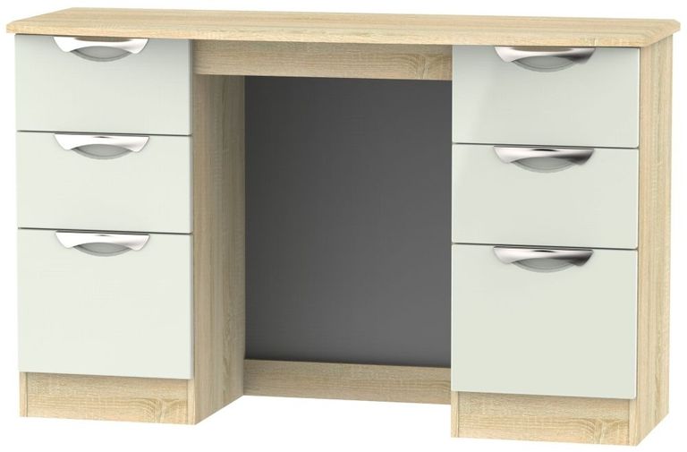 Camden Gloss Cashmere and Oak Effect 6 Drawer Double Dressing Table