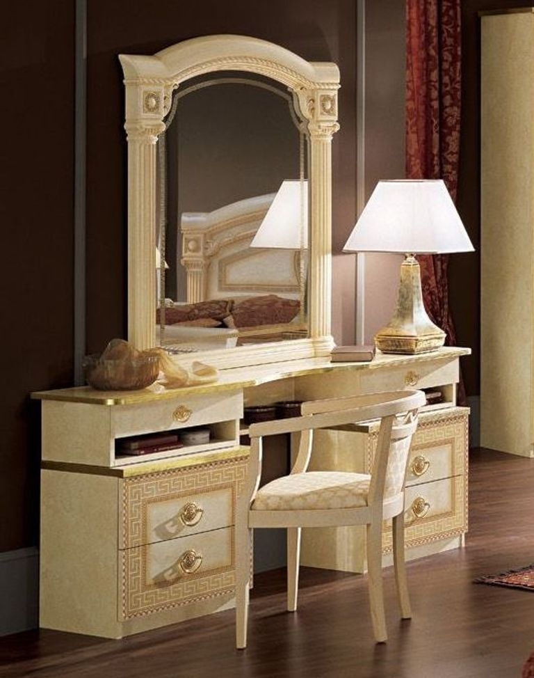 Aida Dressing Table - Double Pedestal - Ivory