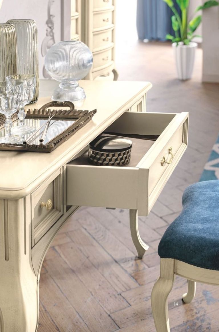 Verdi Dressing Table - 3 Drawer - Ivory - French Style