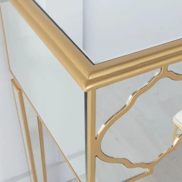 Casablanca Mirrored Gold Trim Dressing Table