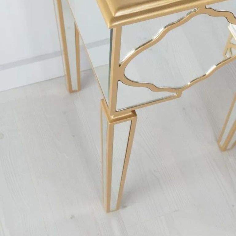 Casablanca Mirrored Gold Trim Dressing Table
