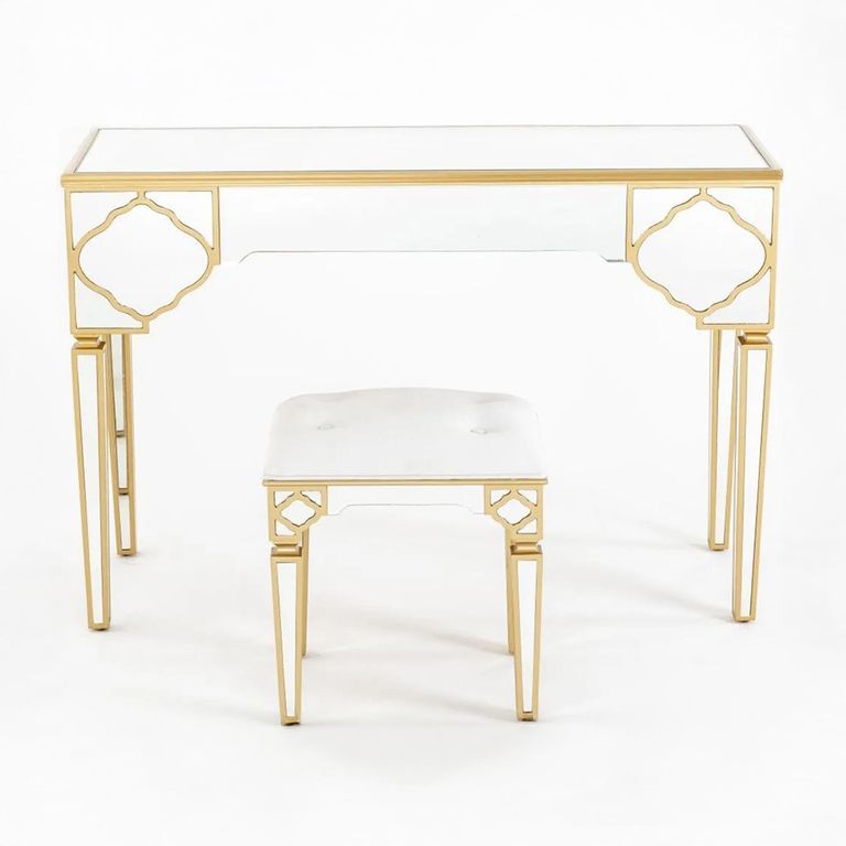 Casablanca Mirrored Gold Trim Dressing Table