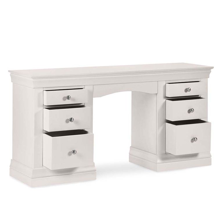 Clermont Double Dressing Table - 6 Drawer - Soft Grey