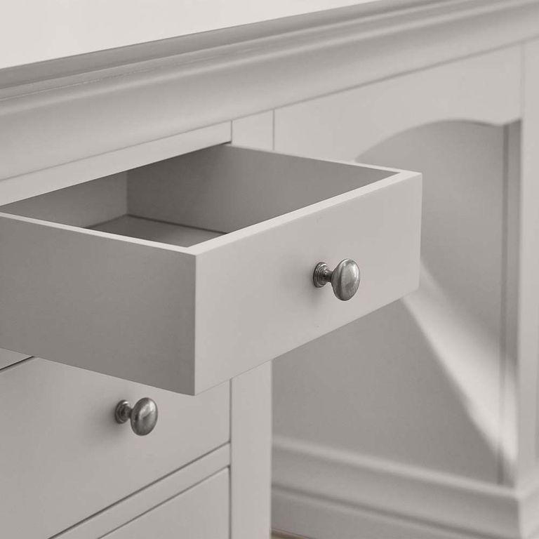 Clermont Double Dressing Table - 6 Drawer - Soft Grey