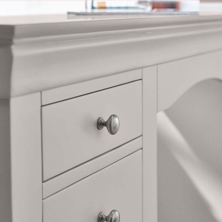 Clermont Double Dressing Table - 6 Drawer - Soft Grey