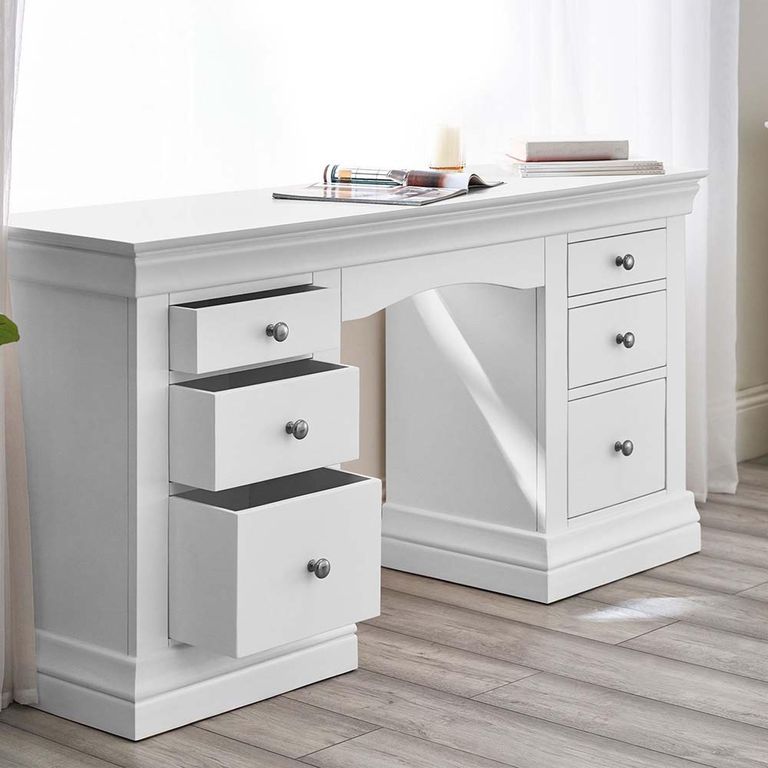 Clermont Double Dressing Table - 6 Drawer - White